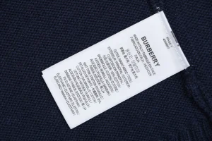 Burberry Equestrian Knight Embroidered Cashmere-Blend Crewneck Sweater Navy Brand label