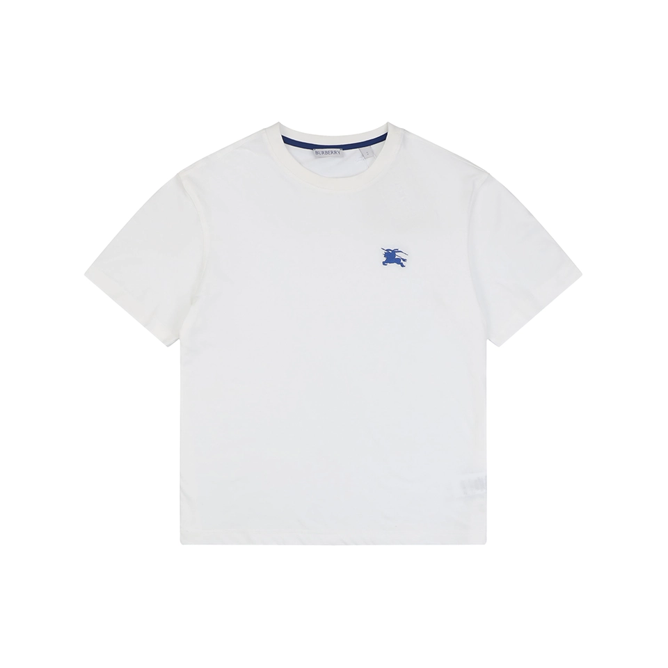 Burberry Equestrian Knight Embroidered Cotton T-Shirt White Front view