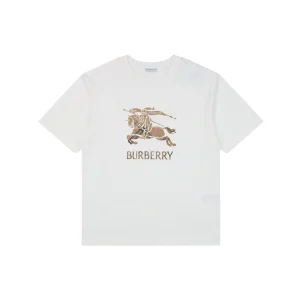 Burberry Gradient Check Equestrian Knight T-Shirt White Front view