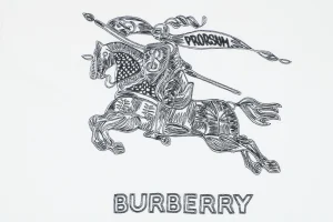 Burberry Large Equestrian Knight Logo Embroidered Washed Cotton T-Shirt White Front Print
