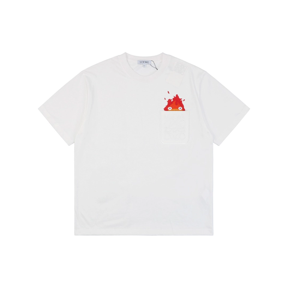 Loewe Calcifer Embroidered Pocket T-Shirt White Front view