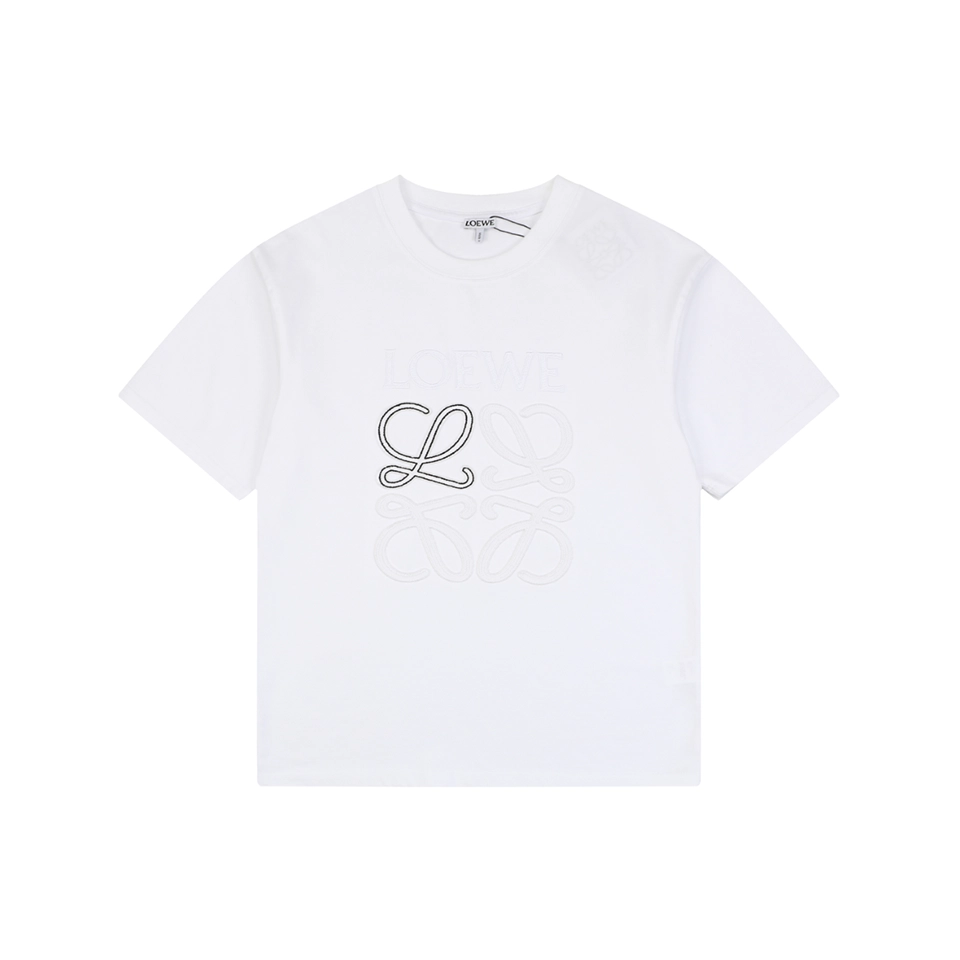 Loewe Two-Tone Layered Anagram Embroidered T-Shirt White Front view