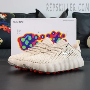 Nike Mind 002 “Light Khaki” full view with Nike Mind concept packaging