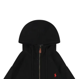 Ralph Lauren Corduroy Embroidered Pony Logo Hooded Jacket Black