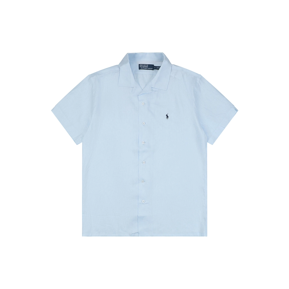 Ralph Lauren Linen Pony Logo T-Shirt Blue Front view