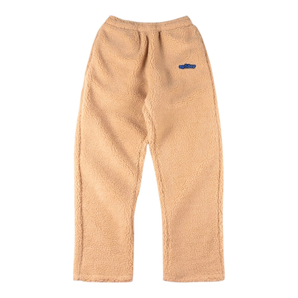 Sp5der Beige Sherpa Fleece Pants Front view
