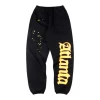 Sp5der Black Flame Logo Graphic Sweatpants
