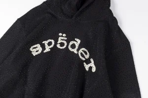 Sp5der Black Mesh Logo Hoodie5