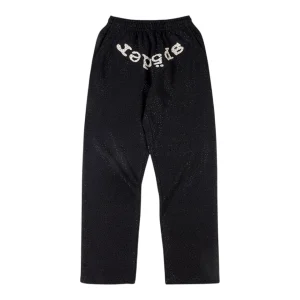 Sp5der Black Mesh Logo Track Pants Front view