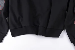 Sp5der Black Red Outline Star Graphic Hoodie10