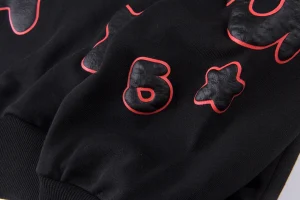 Sp5der Black Red Outline Star Graphic Hoodie4