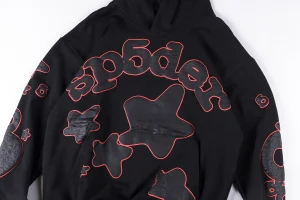 Sp5der Black Red Outline Star Graphic Hoodie9