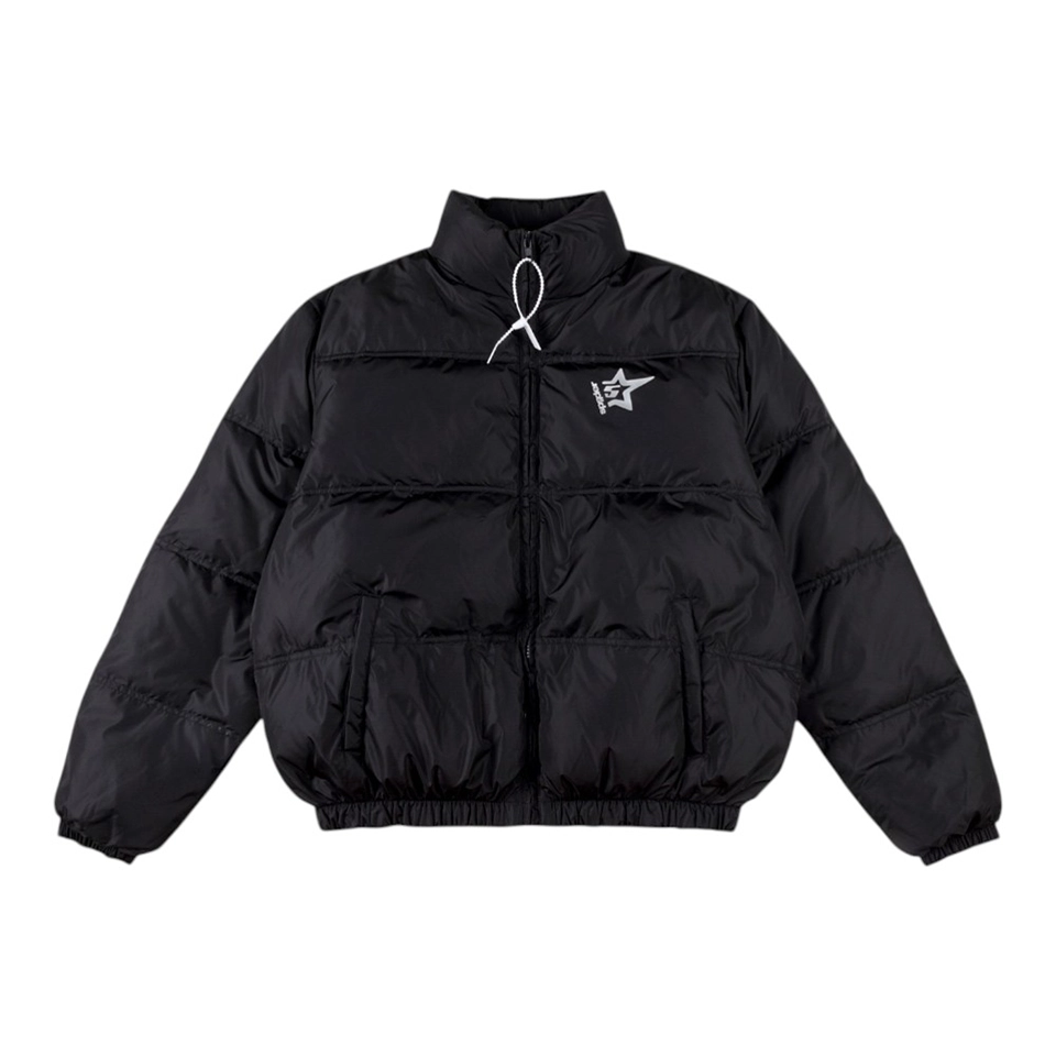 Sp5der Black Star Logo Puffer Jacket Front view