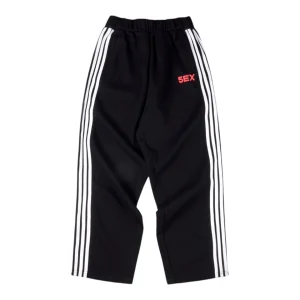 Sp5der Black White Stripe Red Logo Track Pants Front view
