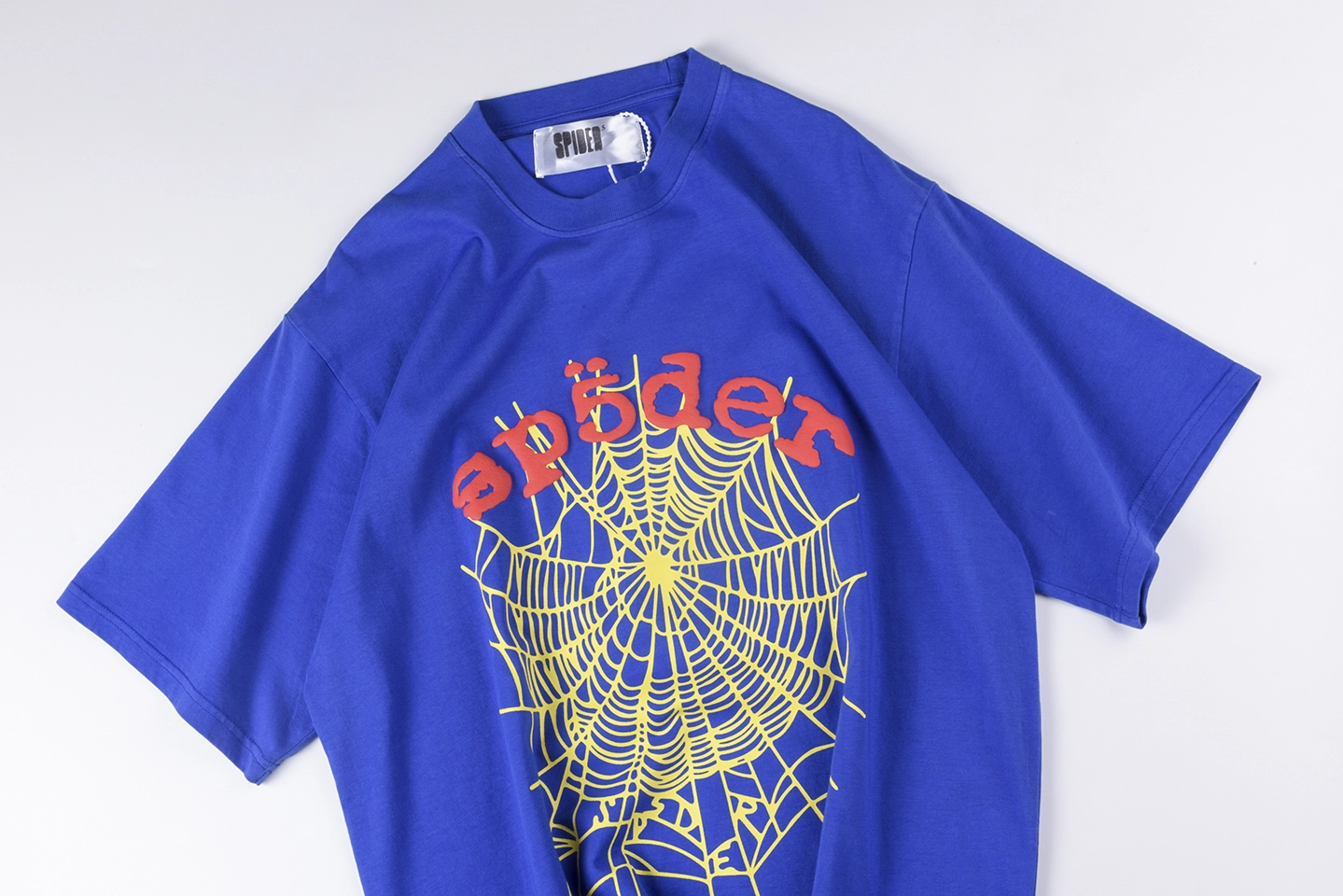 Sp5der Blue Red & Yellow Web Graphic T-Shirt5