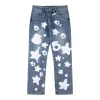 Sp5der Blue White Star Graphic Denim Jeans