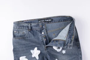 Sp5der Blue White Star Graphic Denim Jeans7