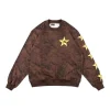 Sp5der Brown Distressed Star “5” Logo Sweatshirt