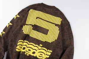 Sp5der Brown Distressed Star “5” Logo Sweatshirt2