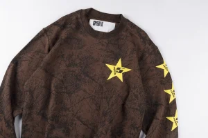 Sp5der Brown Distressed Star “5” Logo Sweatshirt8