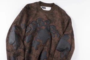 Sp5der Brown Distressed Star Logo Sweatshirt1