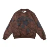 Sp5der Brown Distressed Star Logo Sweatshirt