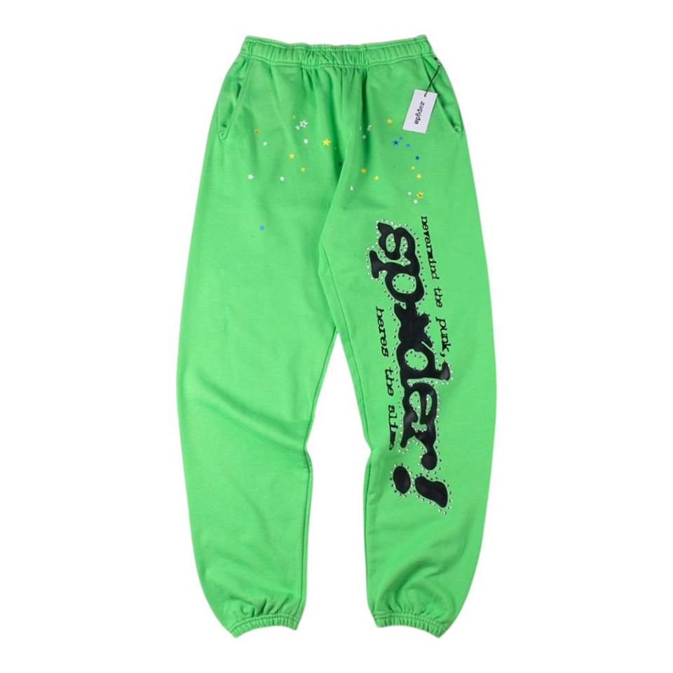Sp5der Green Graphic Sweatpants Front view