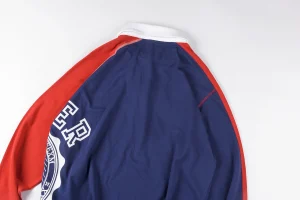 Sp5der Navy Red Panel Graphic Rugby Polo Shirt1