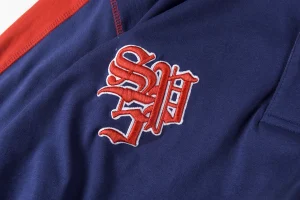 Sp5der Navy Red Panel Graphic Rugby Polo Shirt2