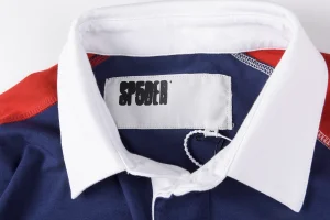 Sp5der Navy Red Panel Graphic Rugby Polo Shirt5