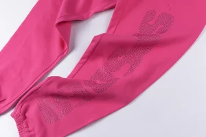 Sp5der Pink Rhinestone Logo Sweatpants10