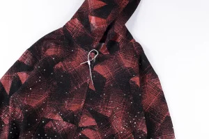 Sp5der Red Black All-Over Print Zip Hoodie3