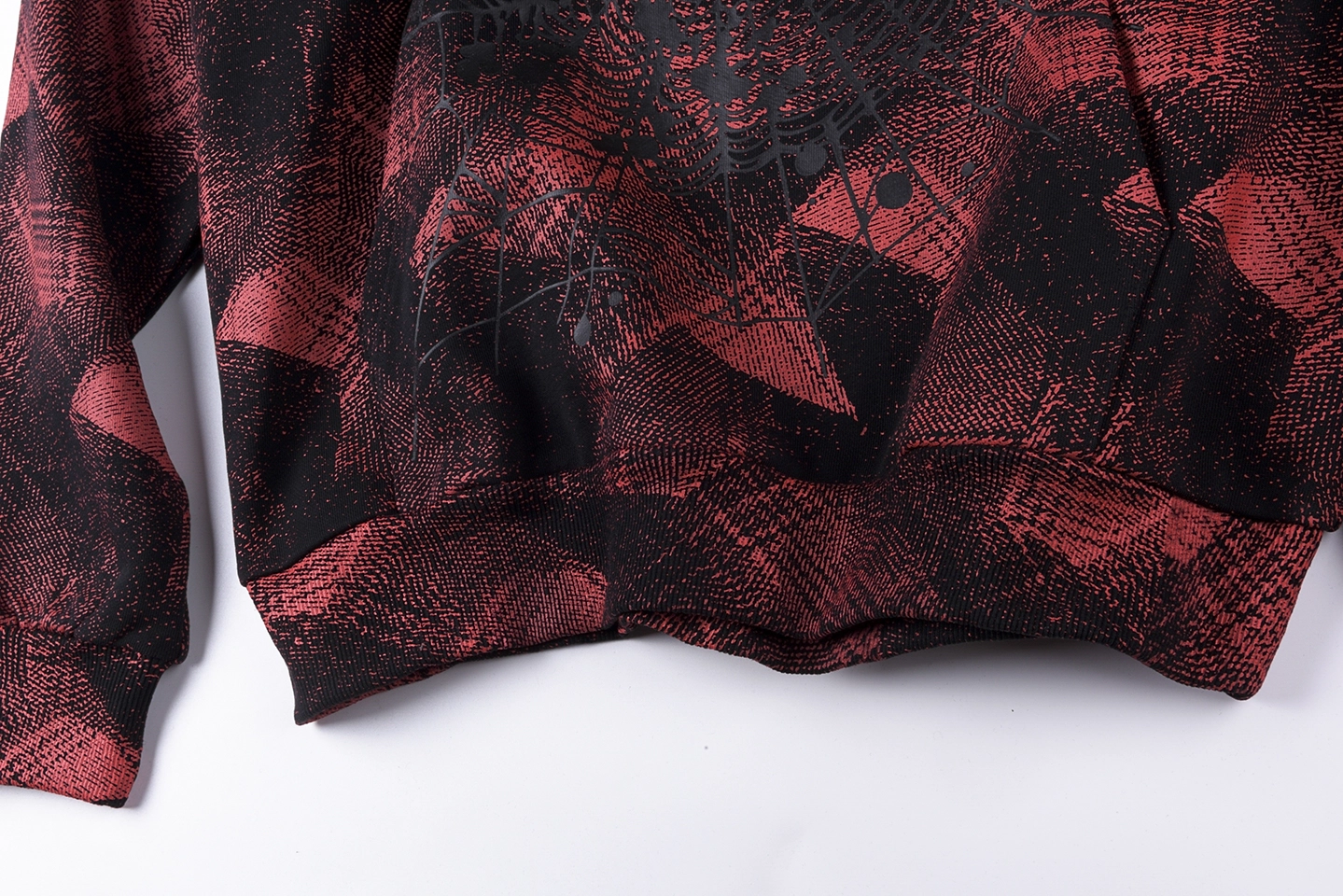 Sp5der Red Plaid Star Web Graphic Hoodie1