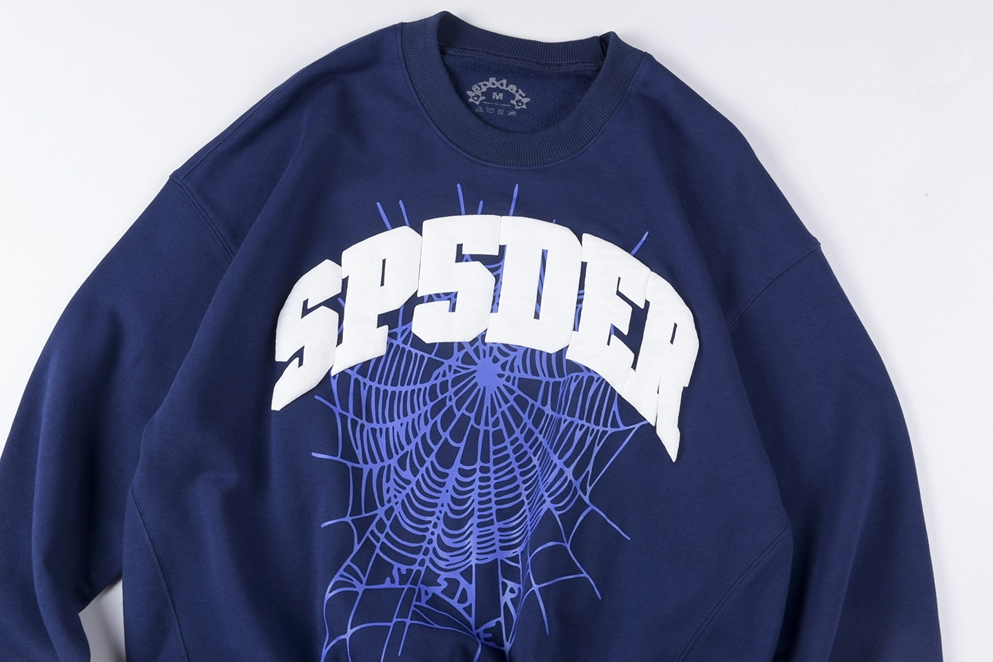 Sp5der Royal Blue White Arc Logo Web Sweatshirt3
