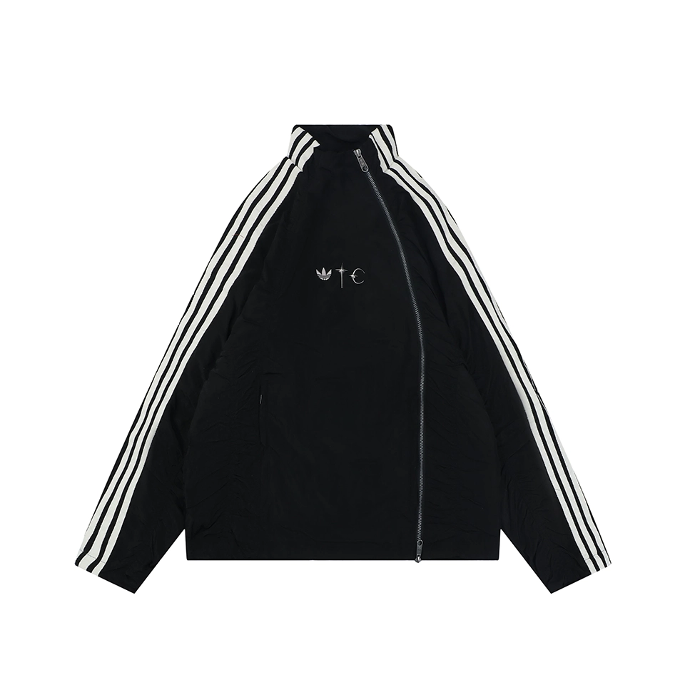Thug Club × Adidas Trefoil Asymmetric Zip Track Jacket Front view