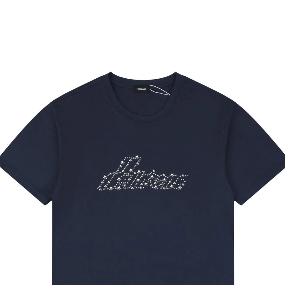 We11done Cross Chain Logo Graphic T-Shirt Navy