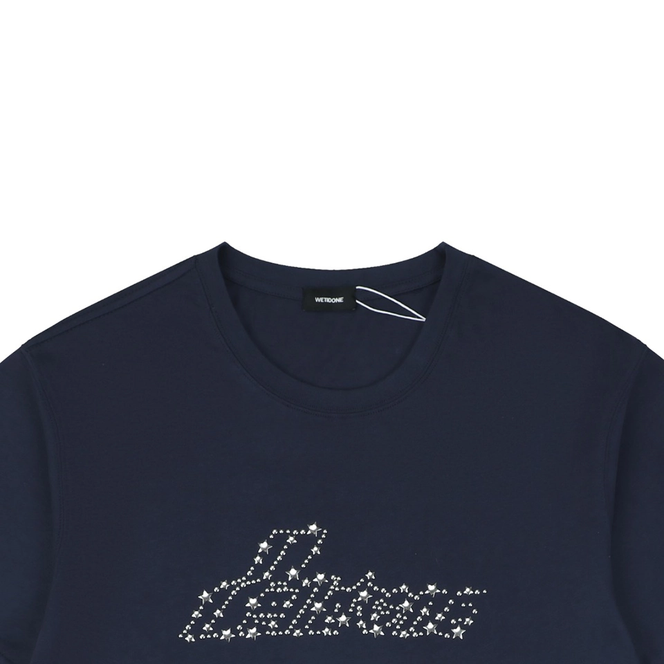 We11done Cross Chain Logo Graphic T-Shirt Navy