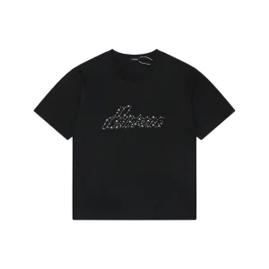 We11done Cross Chain Logo Graphic T-Shirt Black Front view