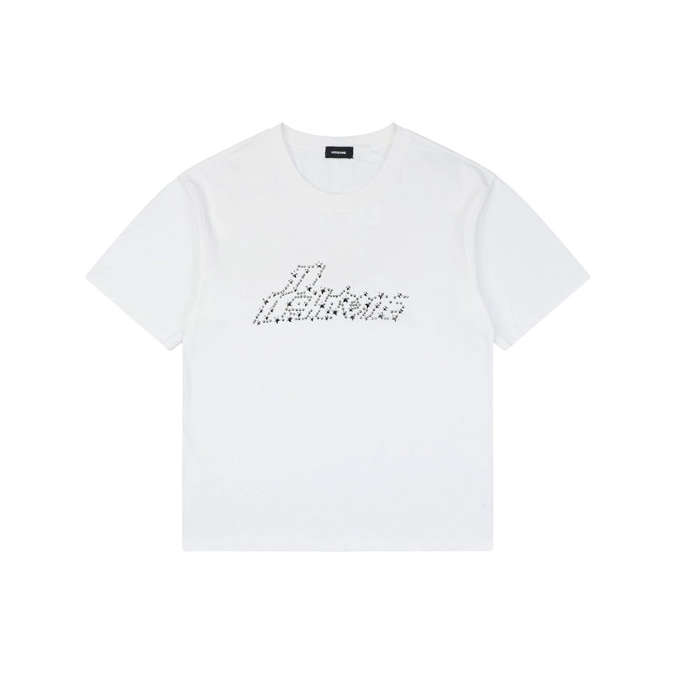 We11done Cross Chain Logo Graphic T-Shirt White Front view