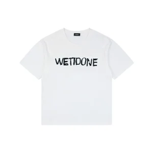 We11done Graffiti Brush Logo Print T-Shirt White Front view