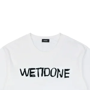 We11done Graffiti Brush Logo Print T-Shirt White
