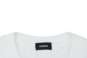 We11done Graffiti Brush Logo Print T-Shirt White Collar