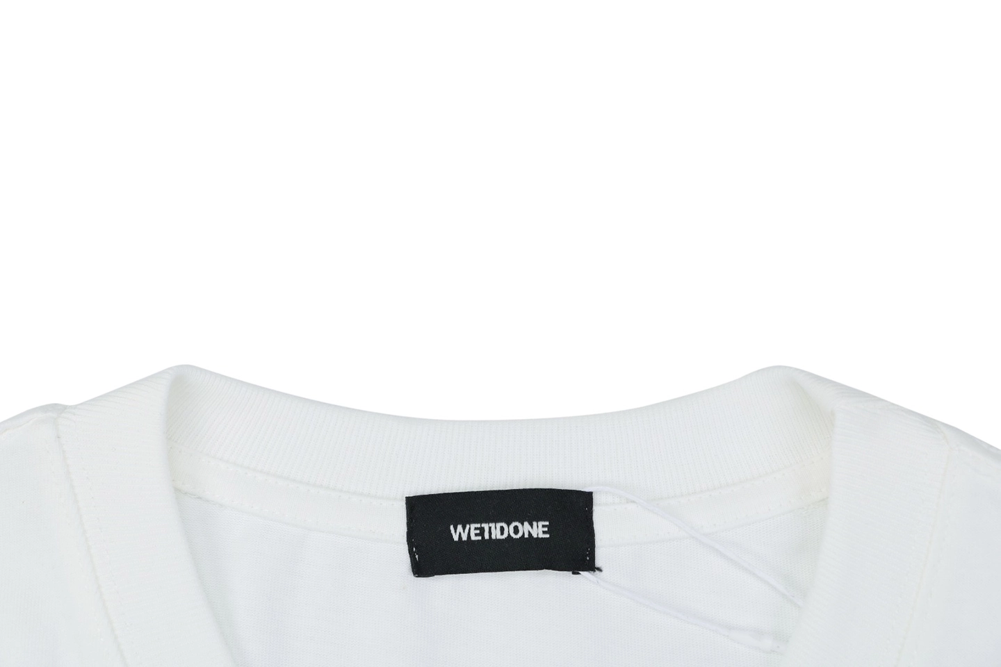 We11done Graffiti Brush Logo Print T-Shirt White Collar