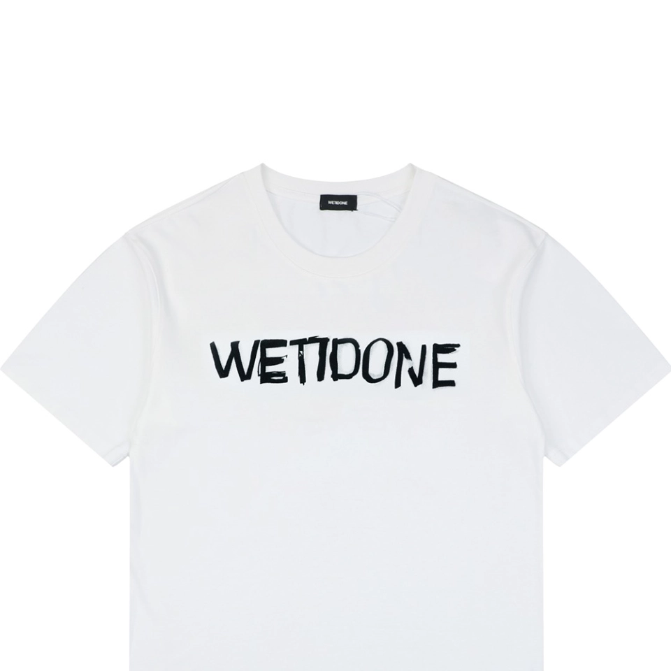 We11done Graffiti Brush Logo Print T-Shirt White