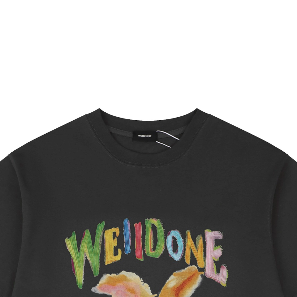 We11done Rainbow Graffiti Bunny Graphic T-Shirt Grey