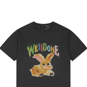 We11done Rainbow Graffiti Bunny Graphic T-Shirt Grey
