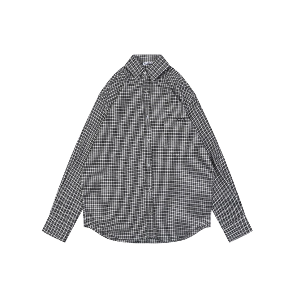 Acne Studios Black Grey Plaid Precision Matching Flannel Shirt Front view