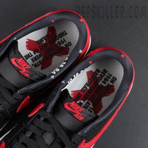 Air Jordan 1 Low insole detail featuring banned theme graphic and Nike Air branding