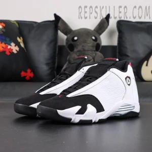 Air Jordan 14 overall look in black white red colorway versatile styling