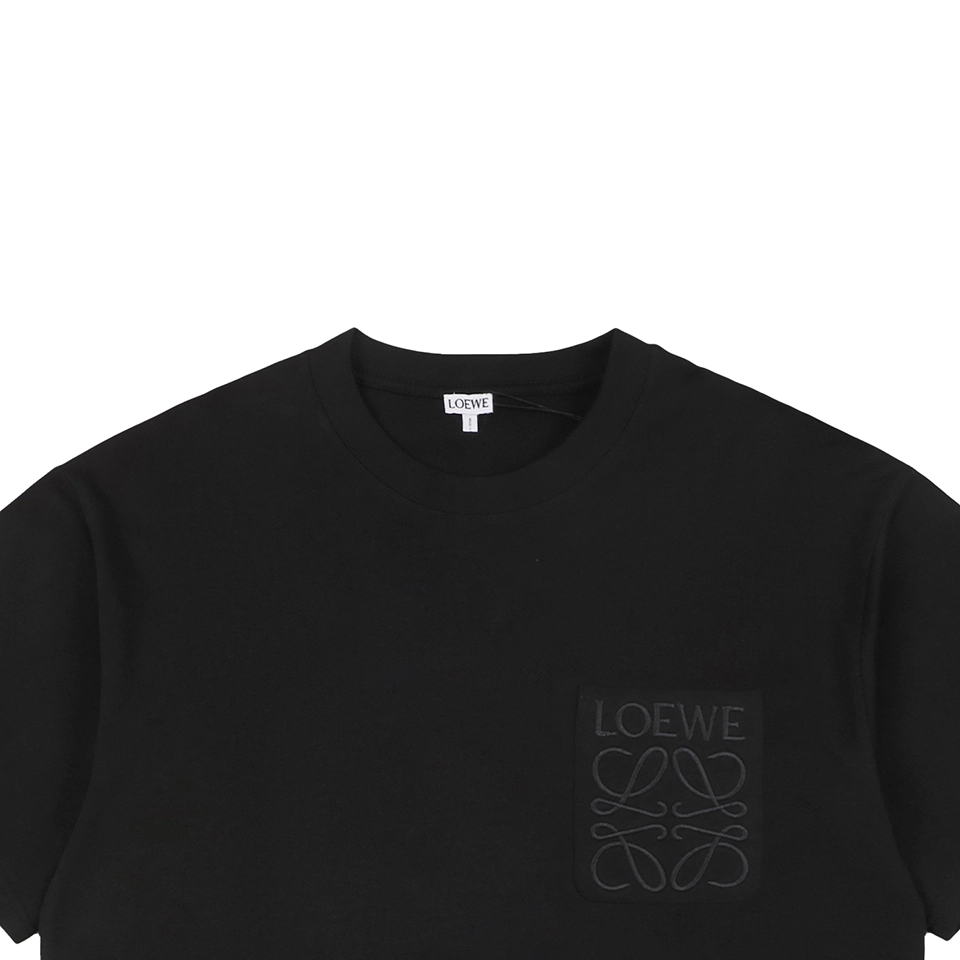 Loewe Tonal Anagram Pocket Embroidered T-Shirt Black